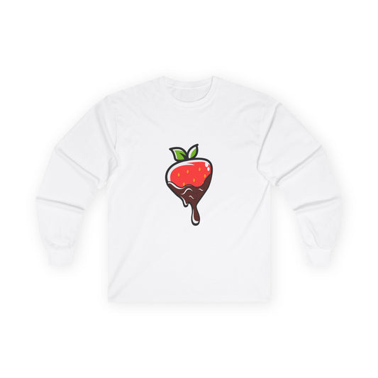 Chocolate Strawberry Bash Long Sleeve Tee, Fun Party Shirt, Birthday Celebration Gift, Foodie Style Clothing, Casual Unisex Top